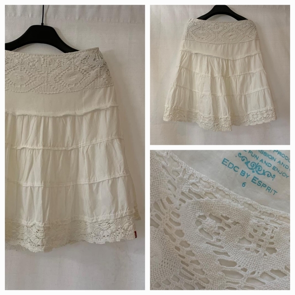 Esprit Dresses & Skirts - NWOT Sz 6 White Lightweight Lace White Cotton Skirt